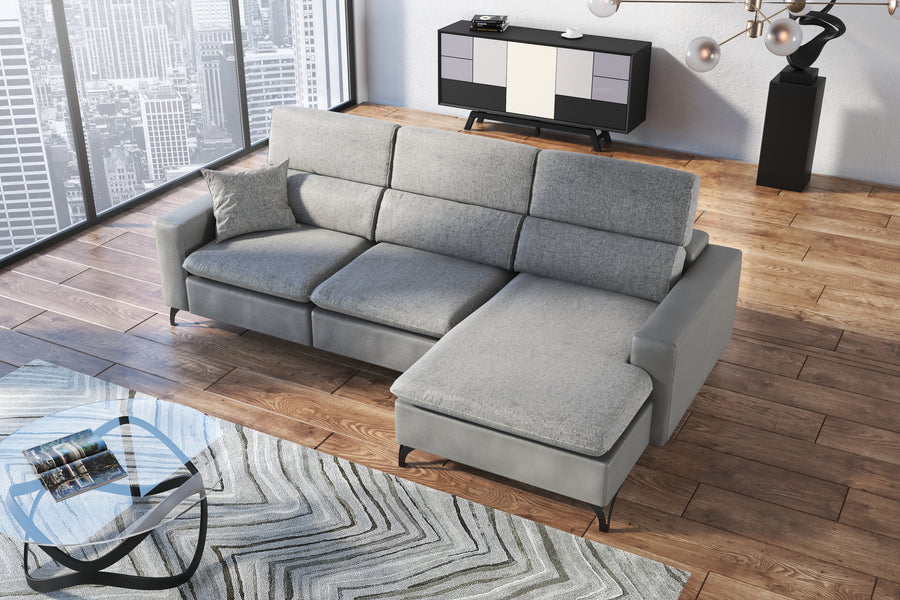 Gianna Grey Fabric Sectional Sofa